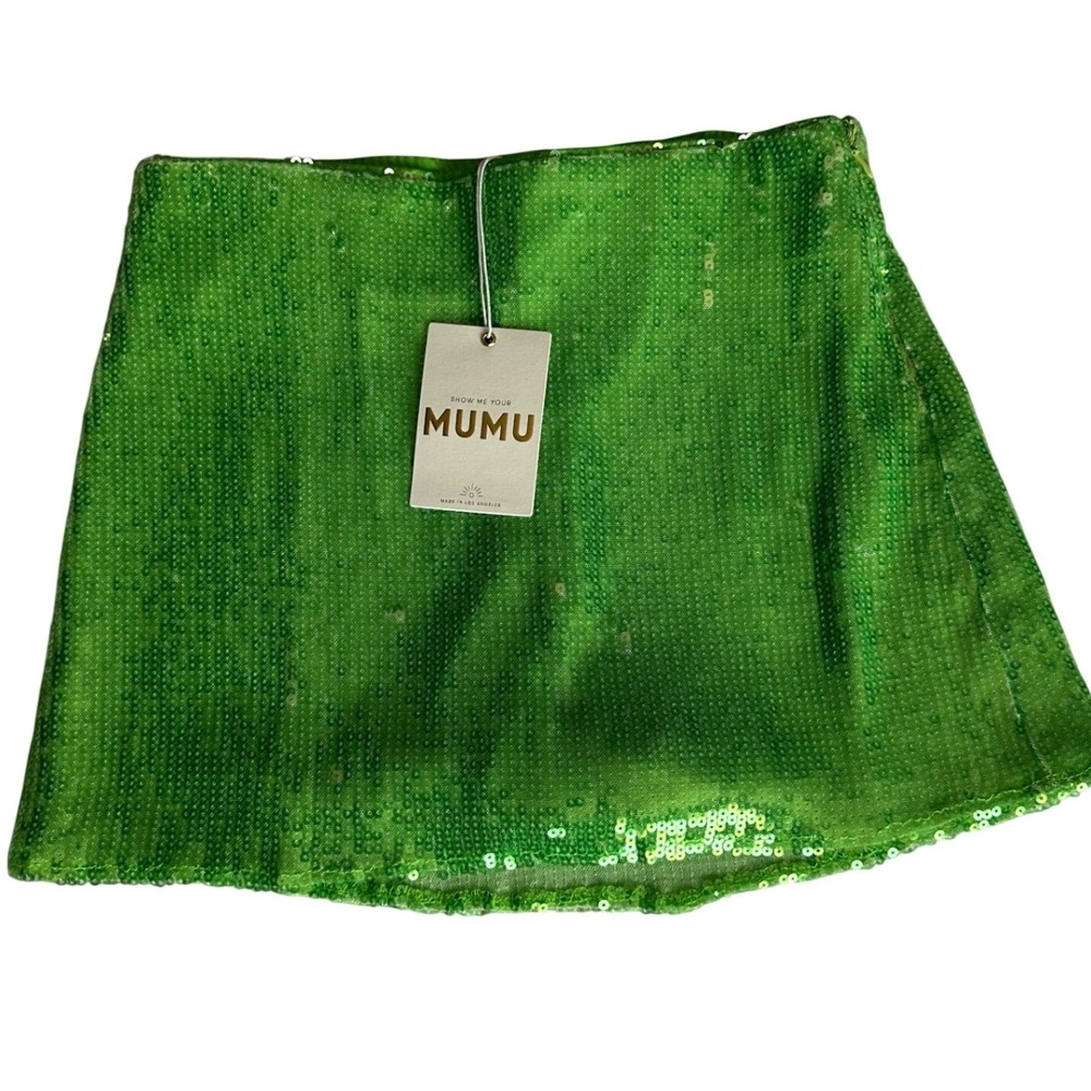 Show Me Your Mumu All Night Skort Green Sequin Mini NWT XS